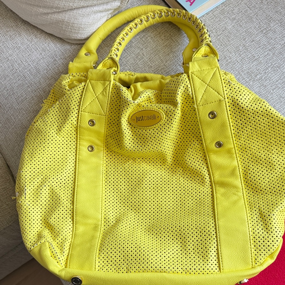 Just Cavalli Vibrant Yellow Tote Bag